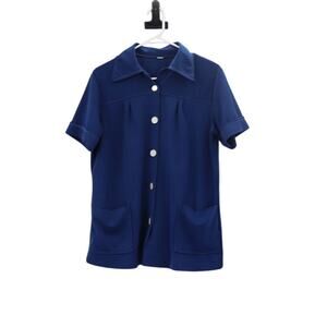 Vintage 1970s Navy Blouse